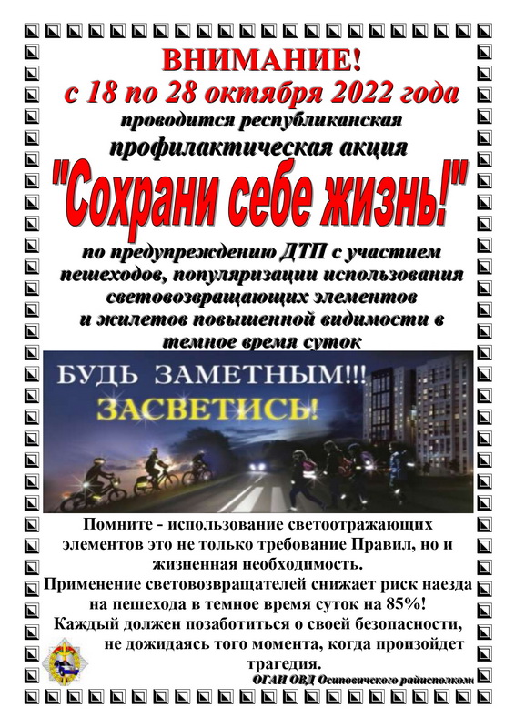 В Осиповичском районе проходит республиканская профилактическая акция «Сохрани себе жизнь!»